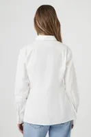 Women's Cutout Long-Sleeve Shirt in White, XL