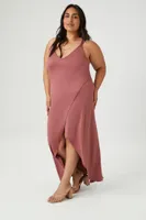 Women's Crisscross Tulip-Hem Maxi Dress in Marsala, 3X