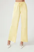 Women's Satin Wide-Leg Pants in Yellow Large