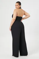 Women's Halter Wide-Leg Jumpsuit in Black, 1X