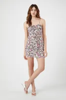 Women's Ditsy Floral Print Mini Dress in Pink Large