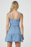 Women's Denim Fit & Flare Mini Dress in Light Denim, XL