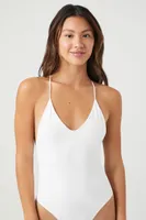 Women's Seamless Crisscross Bodysuit in White Large