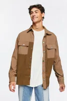 Men Colorblock Corduroy Shirt in Khaki Medium