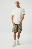 Men Leaf Print Cargo Shorts Taupe,