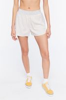 Women's Pinstriped Colorblock Shorts in Taupe Large