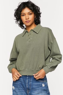 Women's Long-Sleeve Polo Shirt in Tea Small