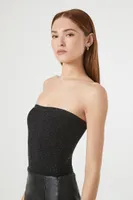 Women's Glitter Knit Tube Bodysuit in Black Large