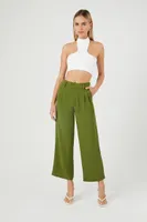 Women's Cropped Wide-Leg Pants in Olivine Medium