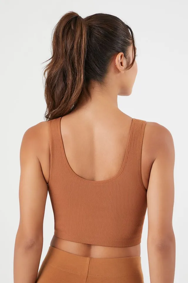 Forever 21 Women's Strappy Longline Sports Bra in Chestnut Small