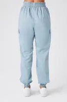 Women's Drawstring Cargo Joggers in Light Blue, XS