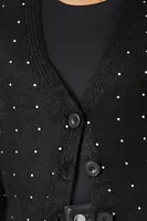 Women's Polka Dot Cardigan Sweater in Black Small