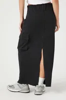 Women's French Terry Toggle Maxi Skirt in Black, XS