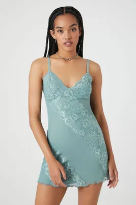 Women's Mesh Slip Mini Dress in Blue Lake, XL
