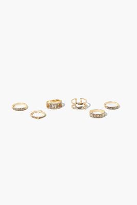 Women's Assorted Rhinestone Ring Set in Clear/Gold, 6