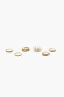 Women's Assorted Rhinestone Ring Set in Clear/Gold, 6