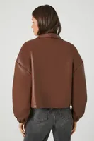 Women's Faux Leather Zip-Up Jacket in Chocolate Large