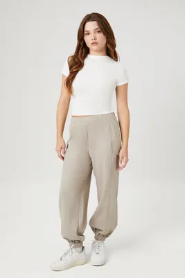 Women's Twill High-Rise Cargo Pants in Goat Small