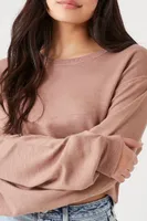 Women's Relaxed Drop-Sleeve Crop Top in Chocolate Large