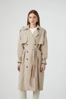 Women's Peasant-Sleeve Trench Coat in Tan Large