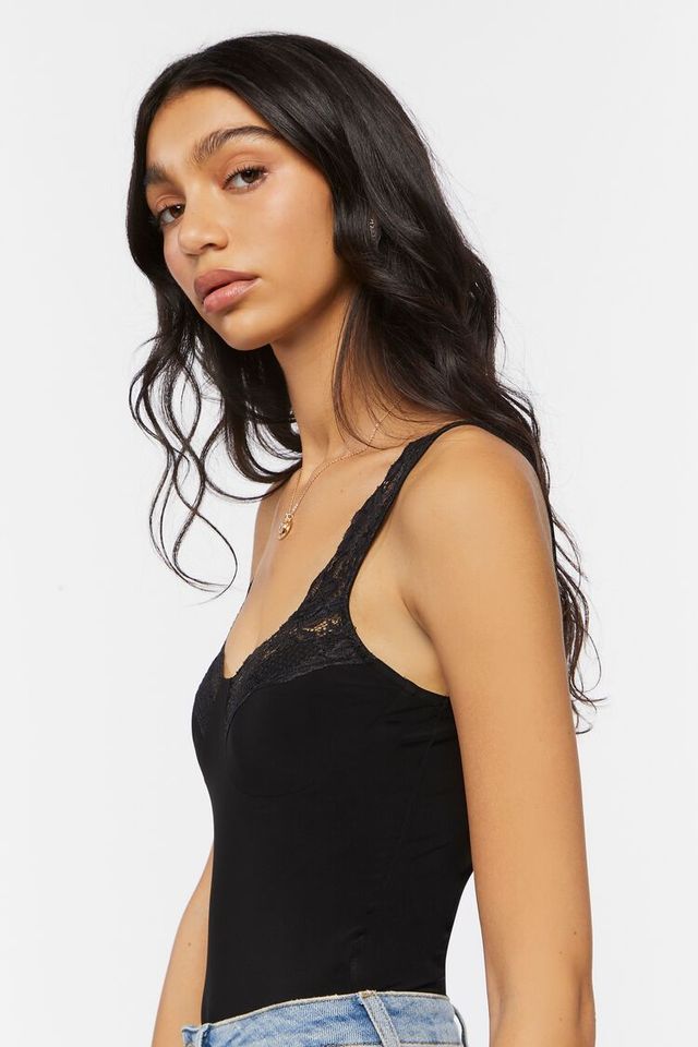 Mesh Lace-Trim Lingerie Slip Dress