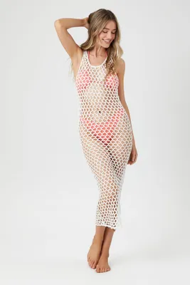 Women's Netted Swim Cover-Up Dress in Ivory Medium