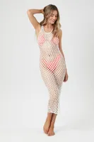 Women's Netted Swim Cover-Up Dress in Ivory Large