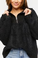 Women's Popcorn Knit Half-Zip Sweater in Black Small