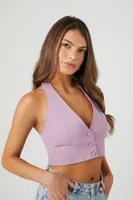 Women's Plunging Halter Crop Top