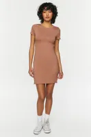 Women's Short-Sleeve Cutout Mini Dress Taupe