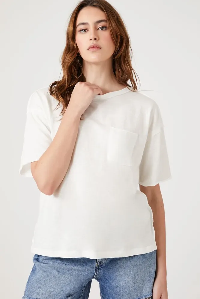 Women's Relaxed Raw-Cut Pocket T-Shirt White