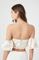 Women's Puff-Sleeve Off-the-Shoulder Crop Top