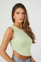 Women's Sweater-Knit Compact Rib Crop Top in Sage, XS