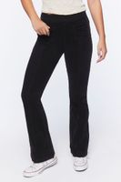 Women's Corduroy Mid-Rise Flare Pants Black