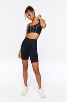 Women's Cotton-Blend Longline Sports Bra in Black, XS