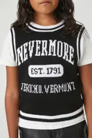 Girls Nevermore Sweater Vest (Kids) in Black/White, 13/14