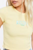 Women's Malibu Graphic Cropped T-Shirt in Yellow Large