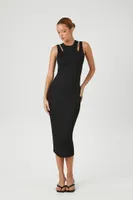 Women's Combo Bodycon Midi Dress Black,