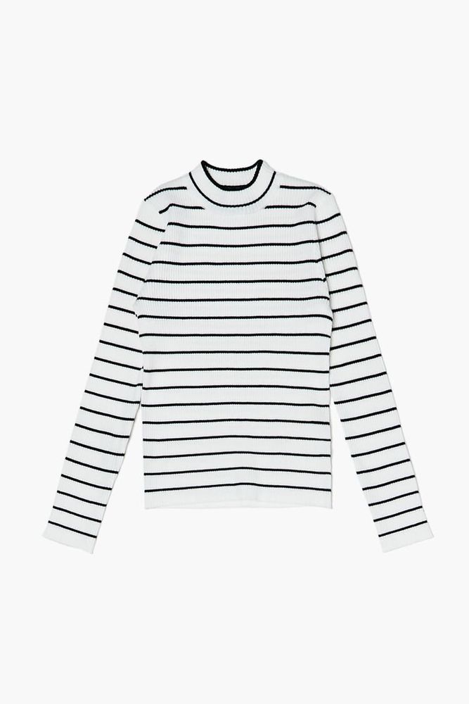 Girls Striped Sweater (Kids) in Cream/Black, 5/6