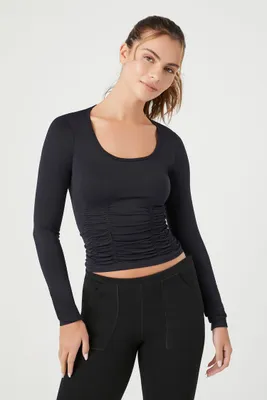 Women's Active Seamless Ruched Cutout Top Large