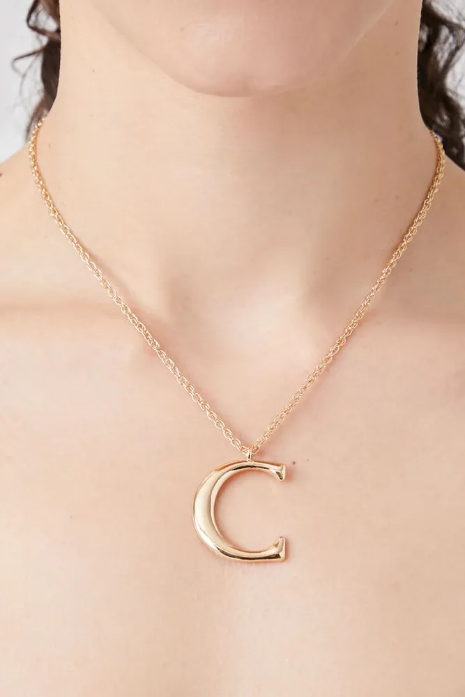 Women's Initial Pendant Necklace in Gold/C