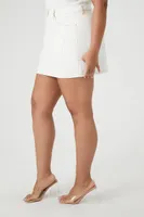 Women's Denim Mini Skirt in White, 2X