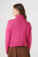 Women's Turtleneck Geo Print Sweater in Pink Medium