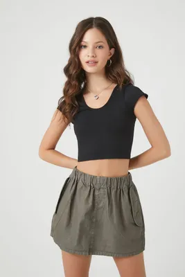 Women's Cargo Mini Skirt in Charcoal, XS