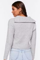 Women's Marled Half-Zip Sweater in Light Grey Large