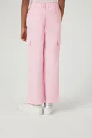 Girls Twill Straight Cargo Pants (Kids) in Pink, 13/14