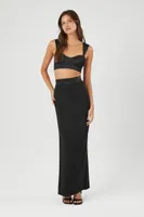 Women's Crepe Slit Maxi Skirt in Black Large