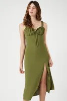 Women's Ruffle-Trim Sweetheart Midi Dress in Olive Medium