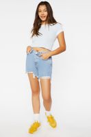 Women's Cropped Ringer T-Shirt in Powder Blue/White Small