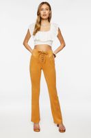 Women's Faux Suede Lace-Up Flare Pants in Maple Medium